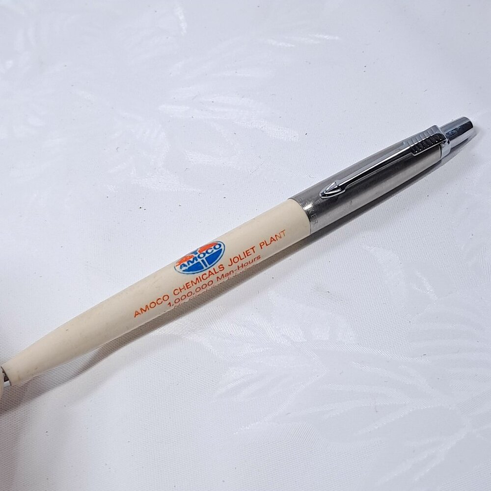 Amoco Chemicals Joliet Plant Parker pen logo clicker ballpoint gas‎ Vintage
